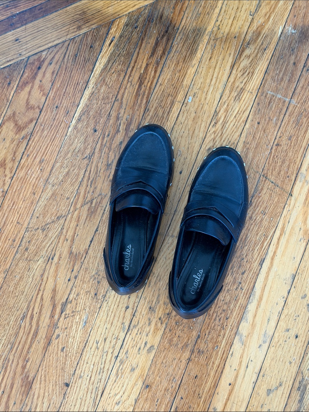 Clarks Black Leather Slip-On Penny Loafers